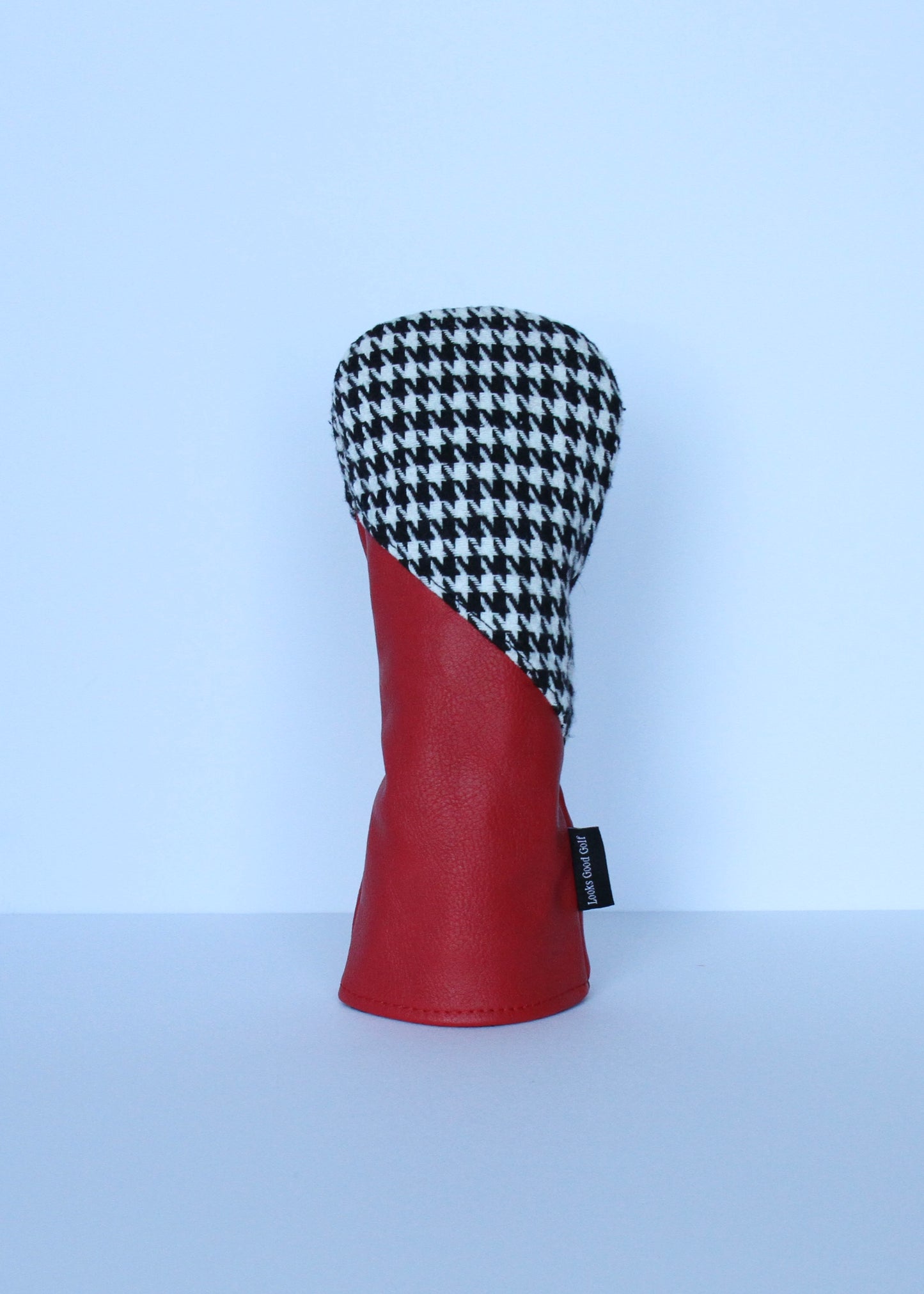 Houndstooth and crimson hybrid golf headcover by Looks Good Golf