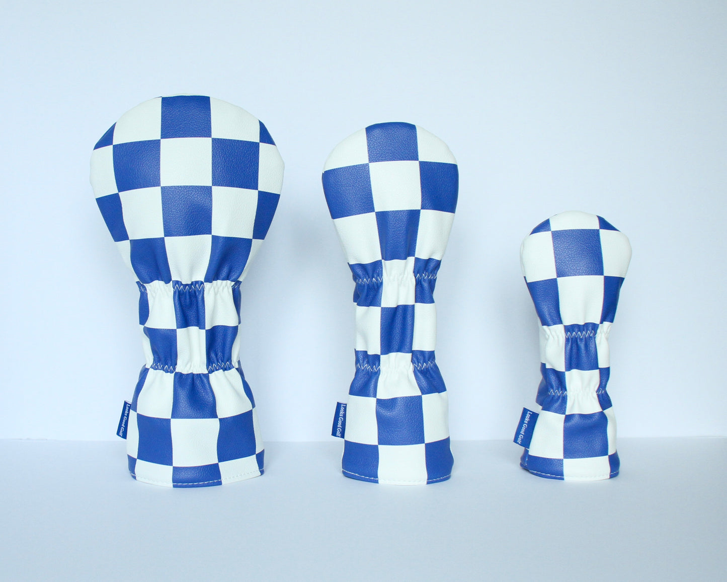 Checkerboard Golf Headcovers - Blue & White - Driver, Fairway Wood, Hybrid