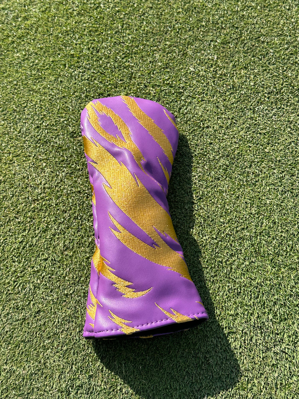 Purple and Gold Embroidered Tiger Stripe Headcovers - Driver, Fairway Wood, Hybrid