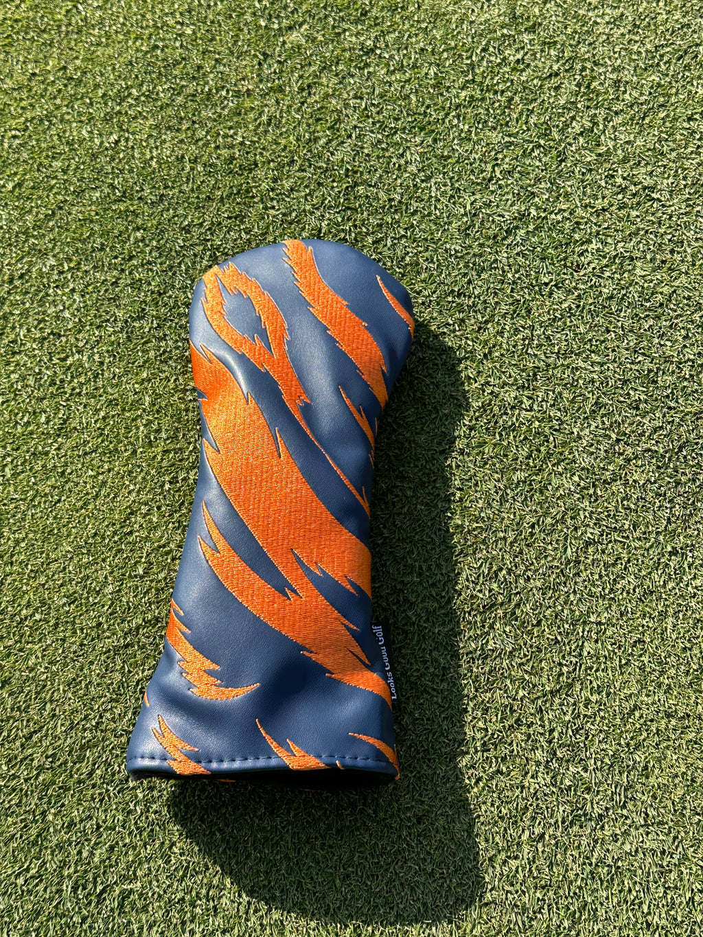 Navy and Orange Embroidered Tiger Stripe Headcovers - Driver, Fairway Wood, Hybrid