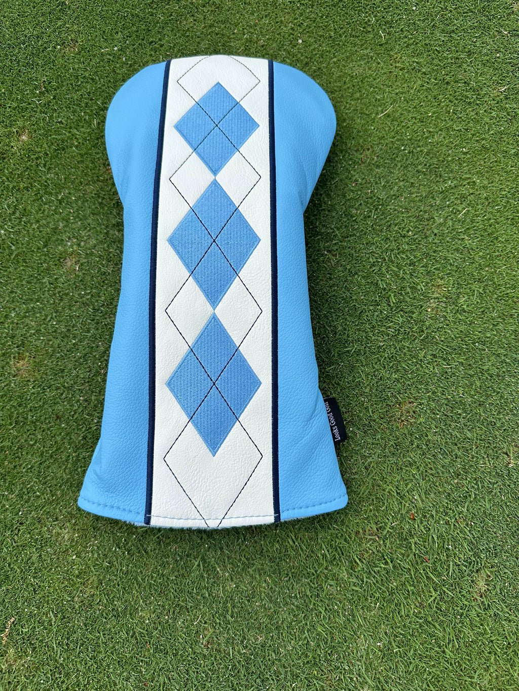 Sky Blue and White Diamond Argyle Headcovers - Driver, Fairway Wood, Hybrid