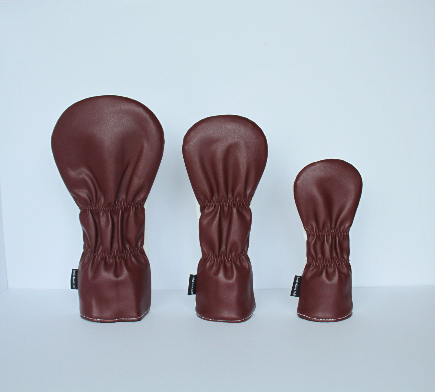 Maroon and white cowbell golf driver fairway wood hybrid headcover with custom design