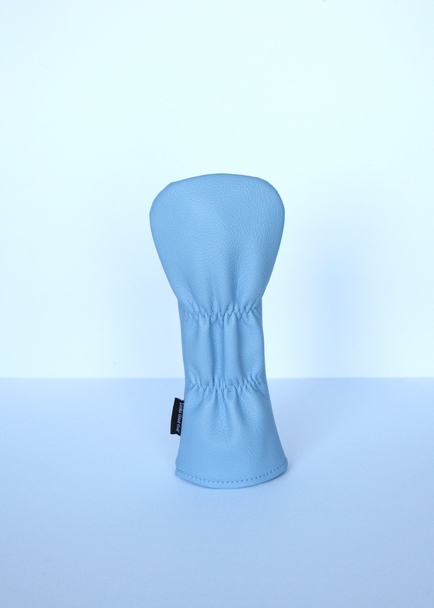 Sky blue and navy argyle hybrid golf headcover back view by Looks Good Golf
