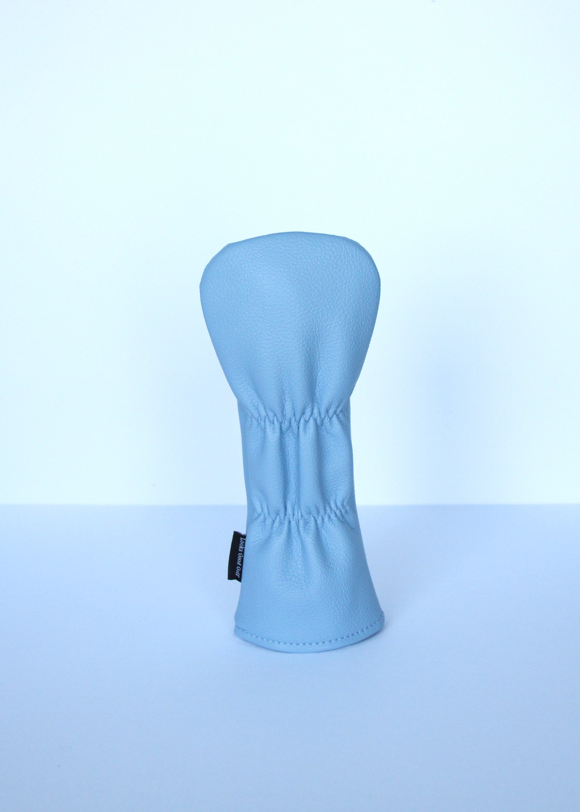 Sky blue and navy argyle hybrid golf headcover back view by Looks Good Golf